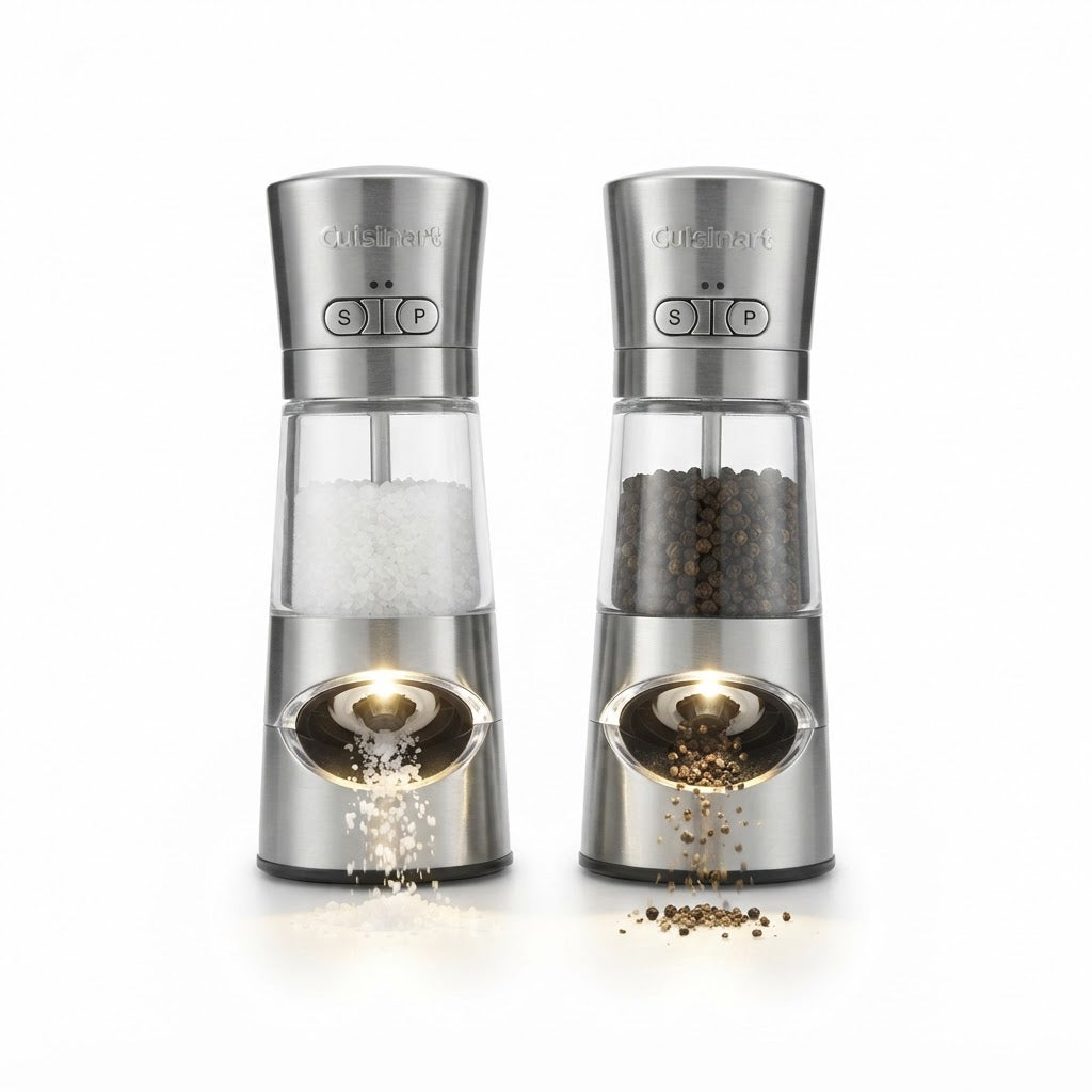 Electric Salt and Pepper Grinder Set - USB-C, LED Light, One-Touch