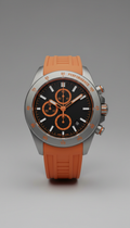 Racing sport chronograph watch with orange accents