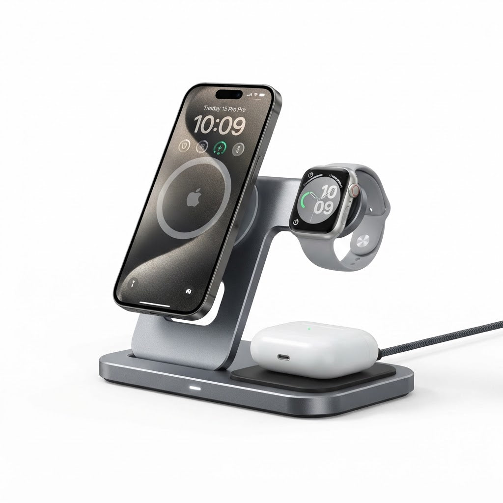 3-in-1 Wireless Charging Station - MagSafe 15W Fast Charge