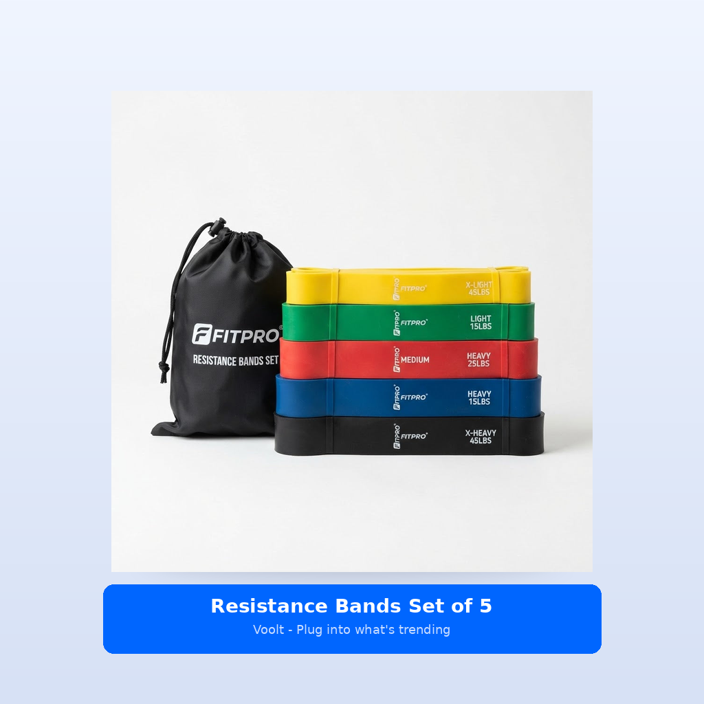 Studio shot - Resistance Bands Set of 5 - Door Anchor, Full Body