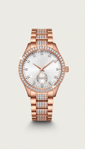 Rose gold diamond-dial watch, women's statement piece