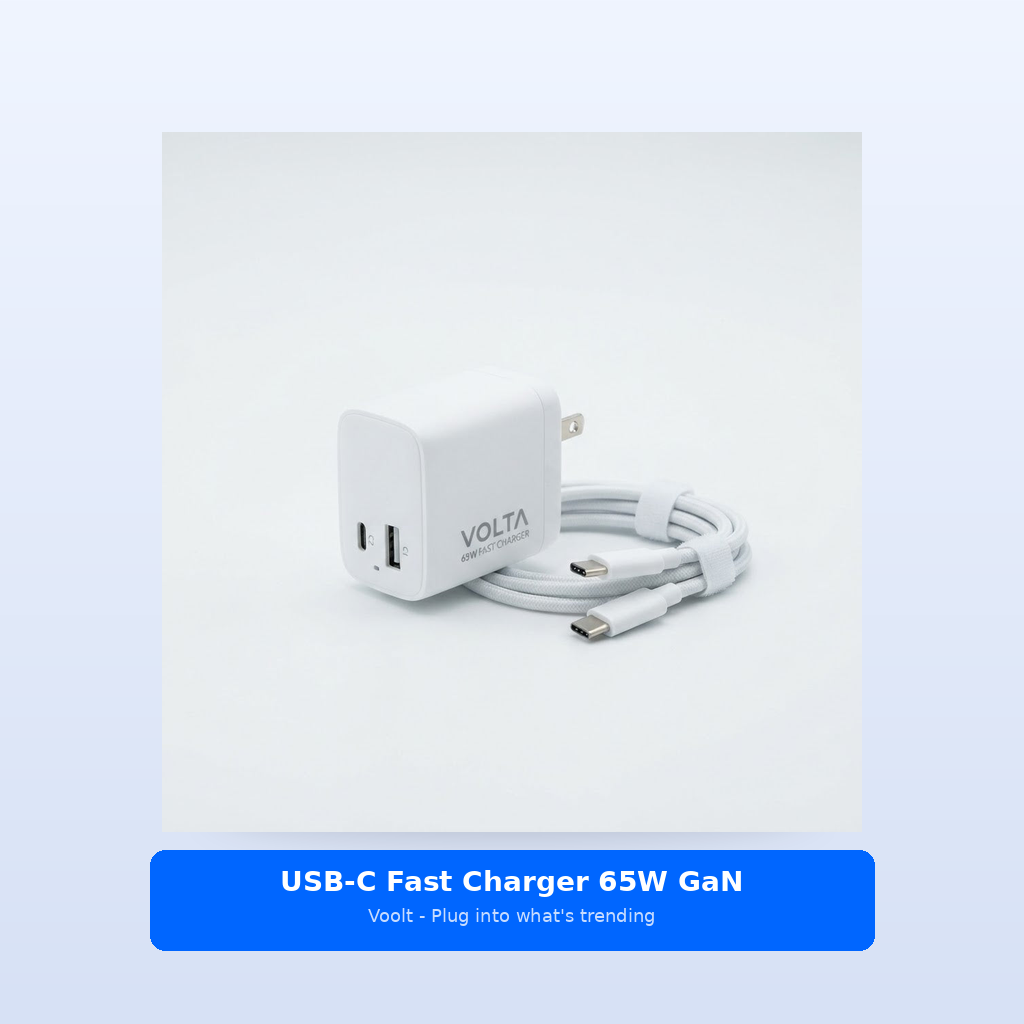 Studio shot - USB-C Fast Charger 65W GaN - Charge Laptop Phone T