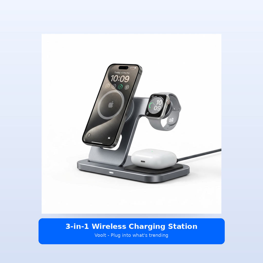 Studio shot - 3-in-1 Wireless Charging Station - MagSafe 15W Fas